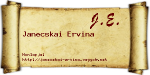 Janecskai Ervina névjegykártya